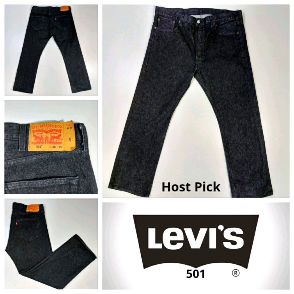 501 Levi's Jeans Regular Straight 38W 29L Black